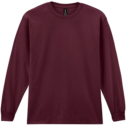 Gildan Ultra Cotton GD014 Maroon Long-Sleeve T-Shirt