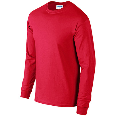 Gildan Ultra Cotton GD014 Red Long-Sleeve T-Shirt