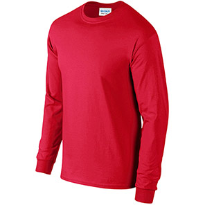 Gildan Ultra Cotton GD014 Red Long-Sleeve T-Shirt