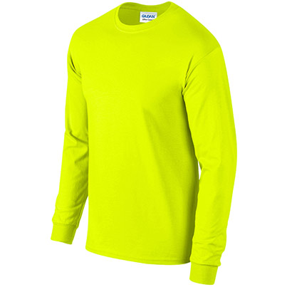 Gildan Ultra Cotton GD014 Safety Green Long-Sleeve T-Shirt