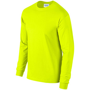 Gildan Ultra Cotton GD014 Safety Green Long-Sleeve T-Shirt