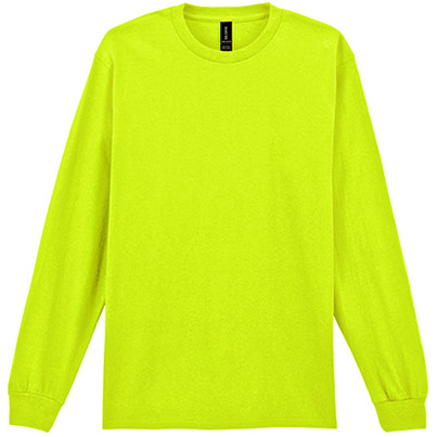 Gildan Ultra Cotton GD014 Safety Green Long-Sleeve T-Shirt