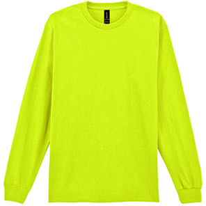 Gildan Ultra Cotton GD014 Safety Green Long-Sleeve T-Shirt 5XL