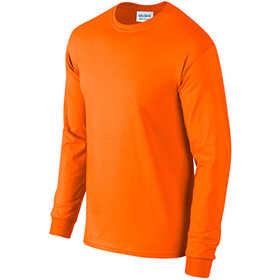 Gildan Ultra Cotton GD014 Safety Orange Long-Sleeve T-Shirt