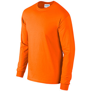 Gildan Ultra Cotton GD014 Safety Orange Long-Sleeve T-Shirt
