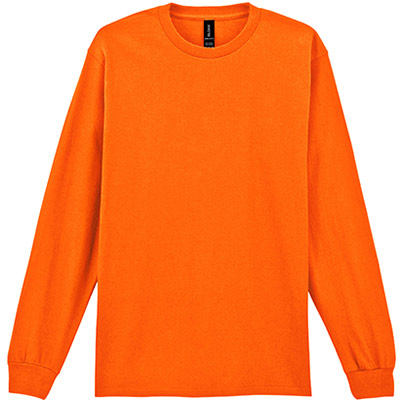 Gildan Ultra Cotton GD014 Safety Orange Long-Sleeve T-Shirt