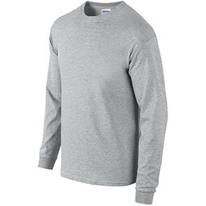 Gildan Ultra Cotton GD014 Sport Grey Long-Sleeve T-Shirt