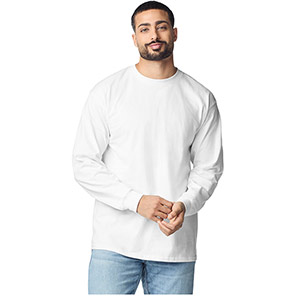 Gildan Ultra Cotton GD014 White Long-Sleeve T-Shirt