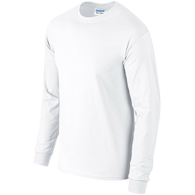 Gildan Ultra Cotton GD014 White Long-Sleeve T-Shirt