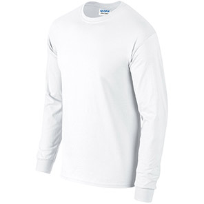 Gildan Ultra Cotton GD014 White Long-Sleeve T-Shirt