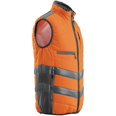 MASCOT SAFE SUPREME Grimsby Men’s Orange/Dark Anthracite Zip-Up Hi-Vis Body Warmer