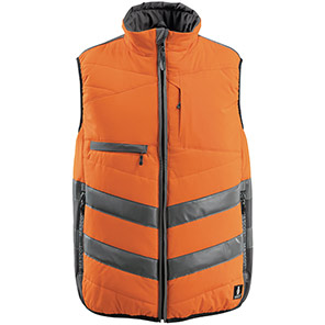 MASCOT SAFE SUPREME Grimsby Men’s Orange/Dark Anthracite Zip-Up Hi-Vis Body Warmer 4XL