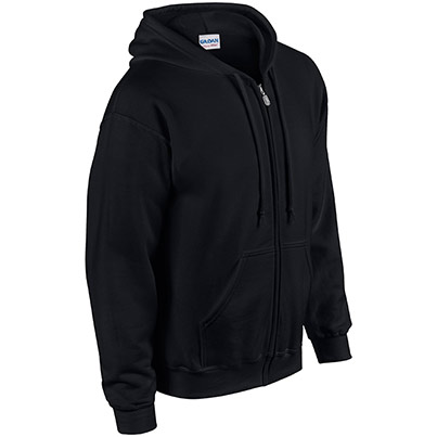 Gildan HeavyBlend GD058 Black Full-Zip Hooded Sweatshirt