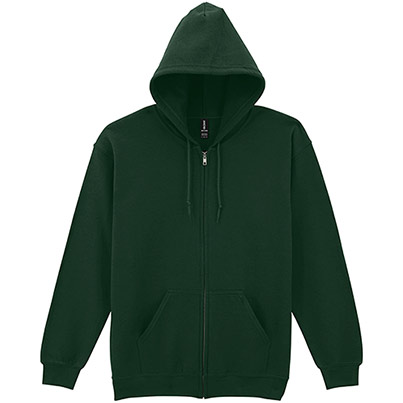 Gildan HeavyBlend GD058 Forest Green Full-Zip Hooded Sweatshirt