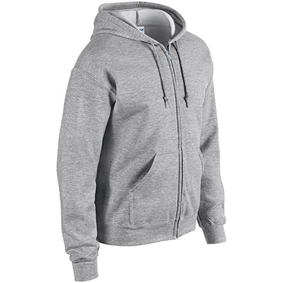 Gildan HeavyBlend GD058 Sport Grey Full-Zip Hooded Sweatshirt