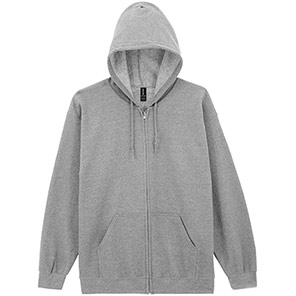 Gildan HeavyBlend GD058 Sport Grey Full-Zip Hooded Sweatshirt 5XL
