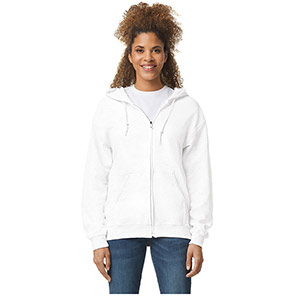 Gildan HeavyBlend GD058 White Full-Zip Hooded Sweatshirt