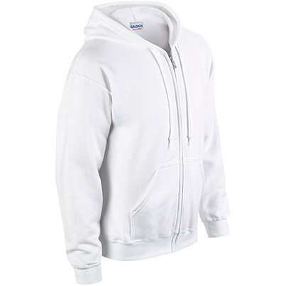 Gildan HeavyBlend GD058 White Full-Zip Hooded Sweatshirt