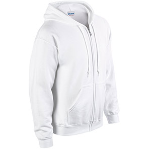 Gildan HeavyBlend GD058 White Full-Zip Hooded Sweatshirt