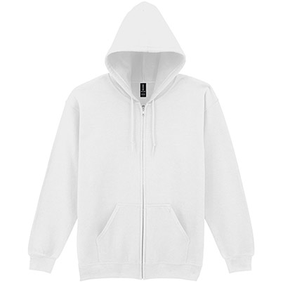 Gildan HeavyBlend GD058 White Full-Zip Hooded Sweatshirt