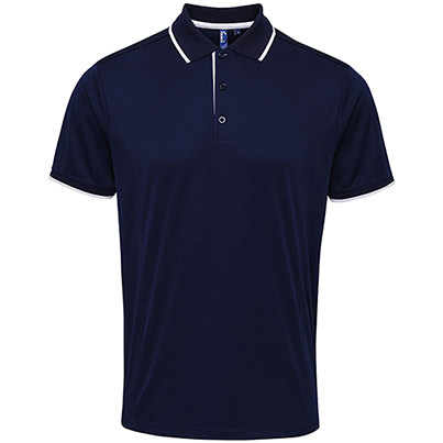 Premier Coolchecker PR618 Navy/White Polo Shirt