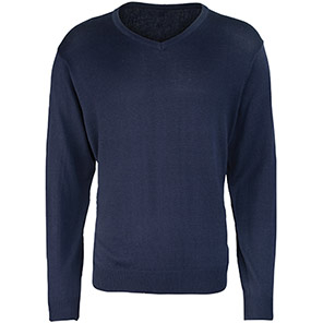 Premier PR694 Navy V-Neck Knitted Jumper 5XL