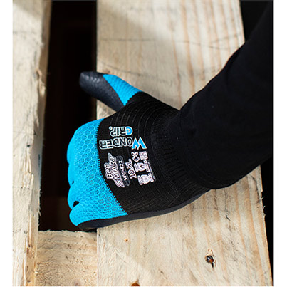 Wonder Grip WG-422 Bee-Smart Blue/Black Latex-Coated Work Gloves