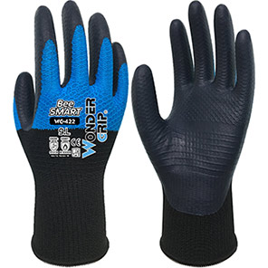 Wonder Grip WG-422 Bee-Smart Blue/Black Latex-Coated Work Gloves