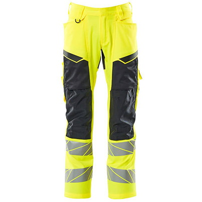 MASCOT ACCELERATE SAFE 19579 Yellow/Dark Navy Hi-Vis Work Trousers