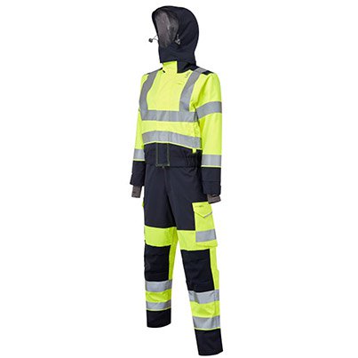 Leo CVL03-Y/NV Hivis Yellow/ Navy Ladies Coverall