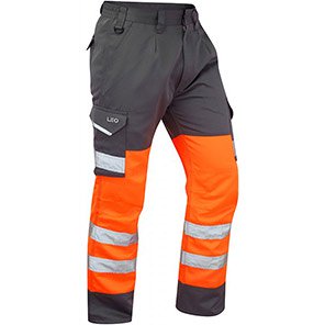 Leo EcoViz Bideford Men’s Orange/Grey Hi-Vis Work Trousers 46S
