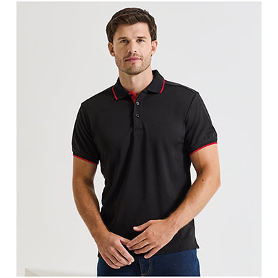 Premier PR618 Coolchecker Black/Red Polo Shirt