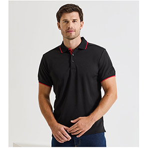 Premier PR618 Coolchecker Black/Red Polo Shirt