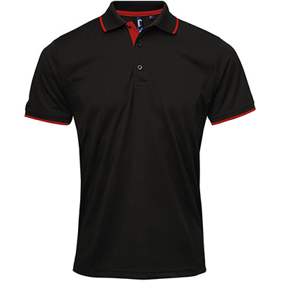 Premier PR618 Coolchecker Black/Red Polo Shirt