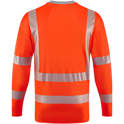Leo Workwear Capstone Men’s Orange Hi-Vis Long-Sleeve T-Shirt