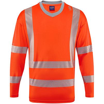 Leo Workwear Capstone Men’s Orange Hi-Vis Long-Sleeve T-Shirt