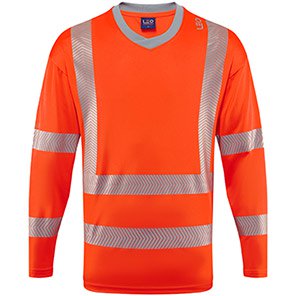 Leo Workwear Capstone Men’s Orange Hi-Vis Long-Sleeve T-Shirt 2XL