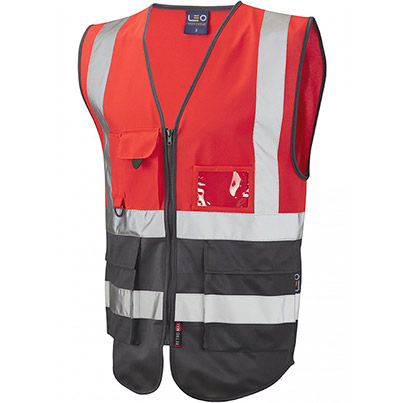 Leo Lynton Zip-Up Red/Grey Hi-Vis Vest