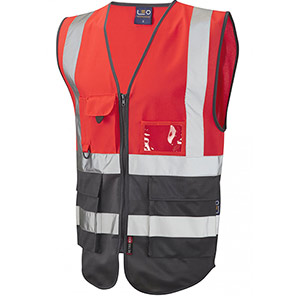 Leo Lynton Zip-Up Red/Grey Hi-Vis Vest  6XL