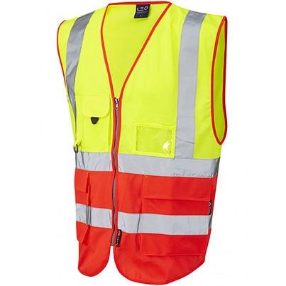 Leo Lynton Zip-Up Yellow/Red Hi-Vis Vest