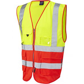 Leo Lynton Zip-Up Yellow/Red Hi-Vis Vest
