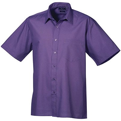 Premier PR202 Men’s Purple Short-Sleeve Poplin Shirt