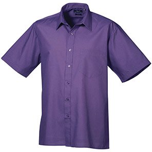 Premier PR202 Men’s Purple Short-Sleeve Poplin Shirt 23