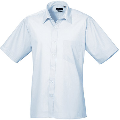 Premier PR202 Men’s Light Blue Short-Sleeve Poplin Shirt