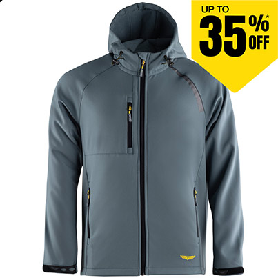 TROJAN Men’s Smoke Blue Hooded Softshell Jacket