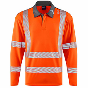 Leo Georgeham Men’s Orange Hi-Vis Long-Sleeve Polo Shirt 5XL