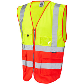 Leo Lynton Zip-Up Yellow/Red Hi-Vis Vest  5XL
