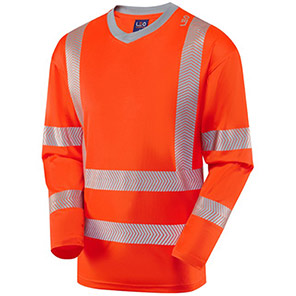 Leo Workwear Capstone Men’s Orange Hi-Vis Long-Sleeve T-Shirt