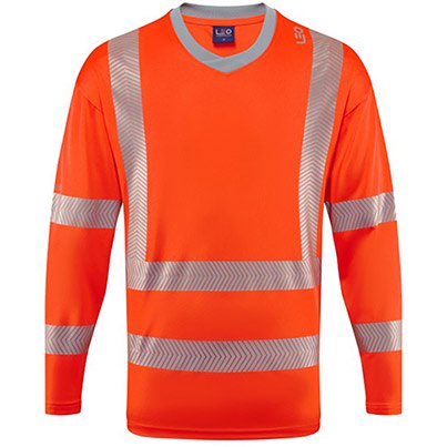 Leo Workwear Capstone Men’s Orange Hi-Vis Long-Sleeve T-Shirt