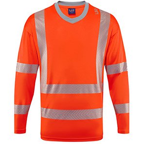 Leo Workwear Capstone Men’s Orange Hi-Vis Long-Sleeve T-Shirt S
